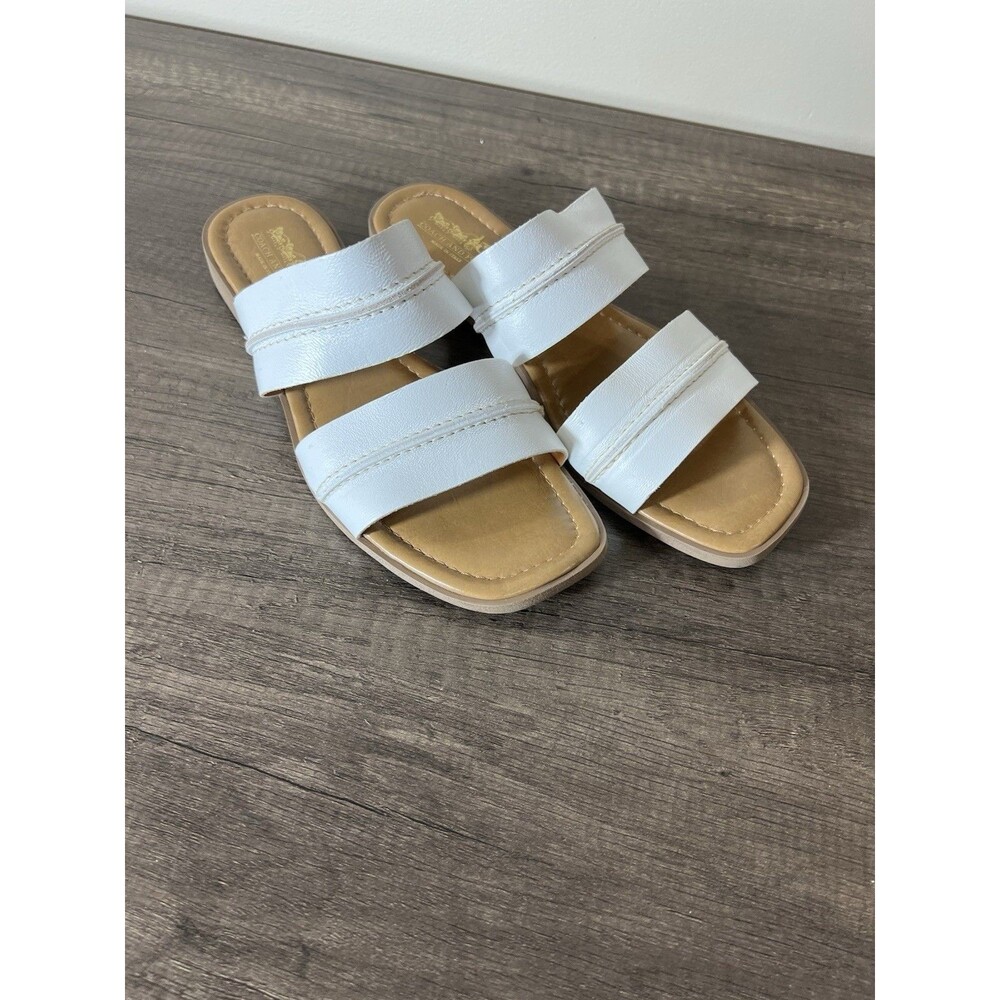 Coach And Four Gruppo Leather Sandals Made In Italy Slides Boho White Flats 8